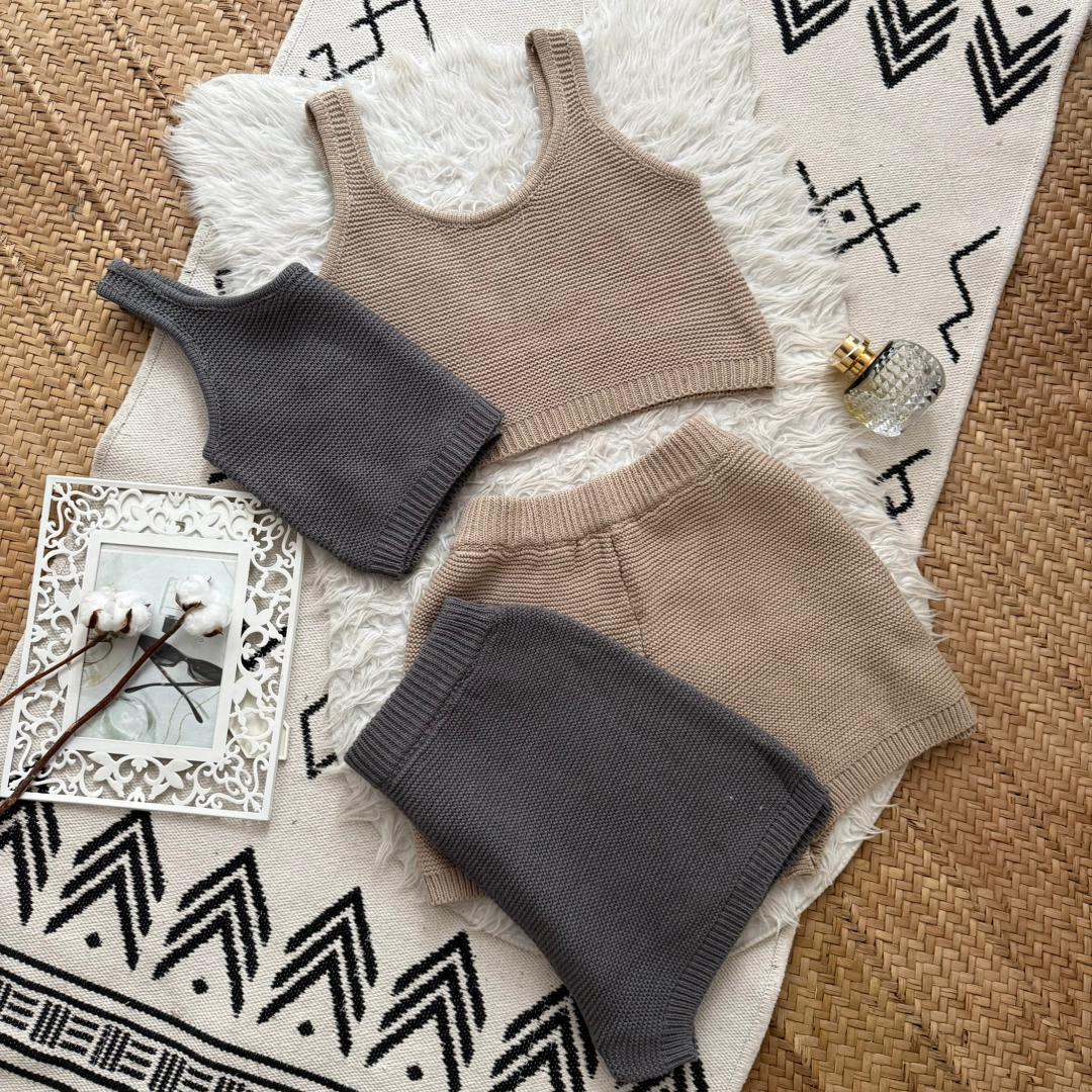 ست کراپ شلوارک بافت کدمحصول 2291