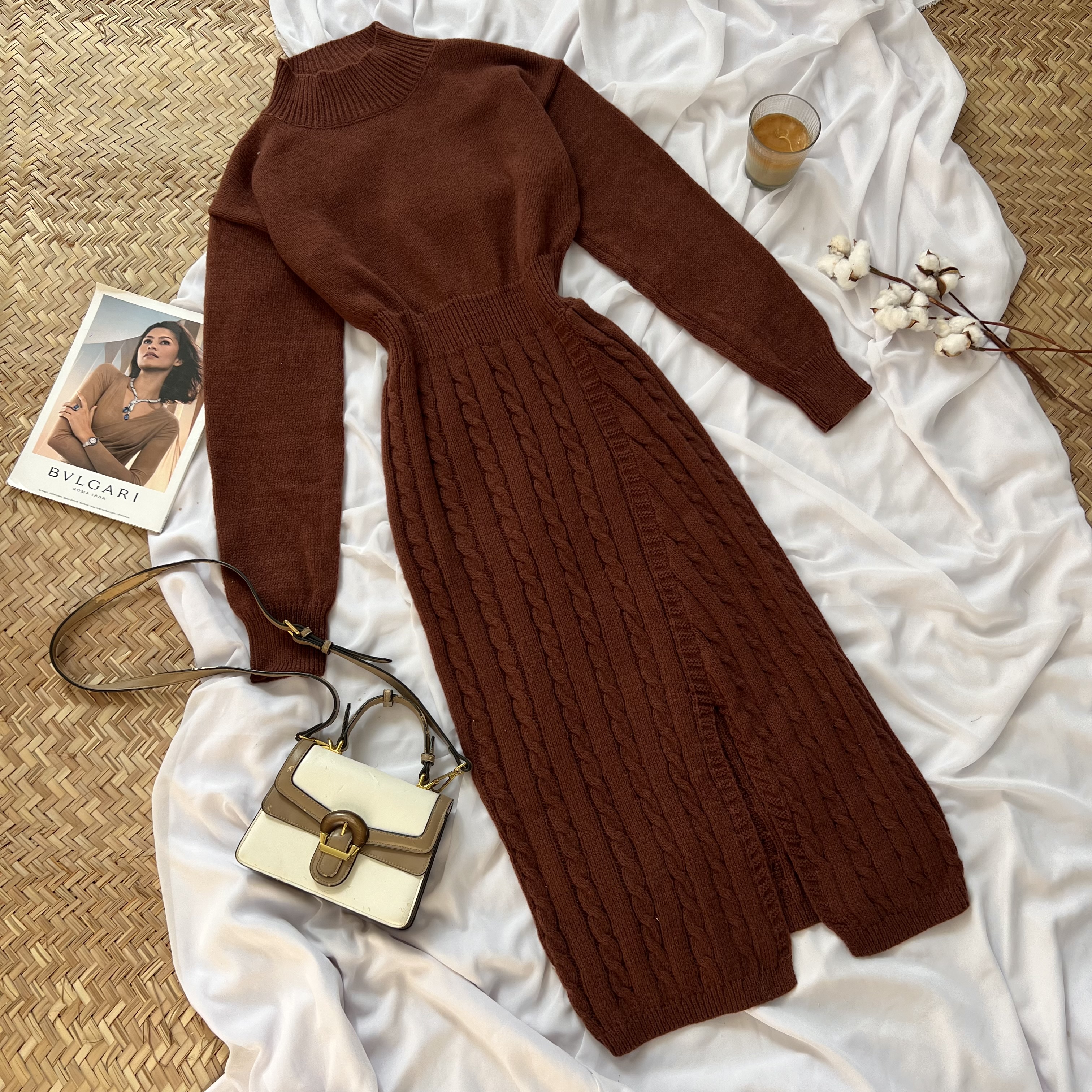 پیراهن بافت Brown 🤎 کد2806