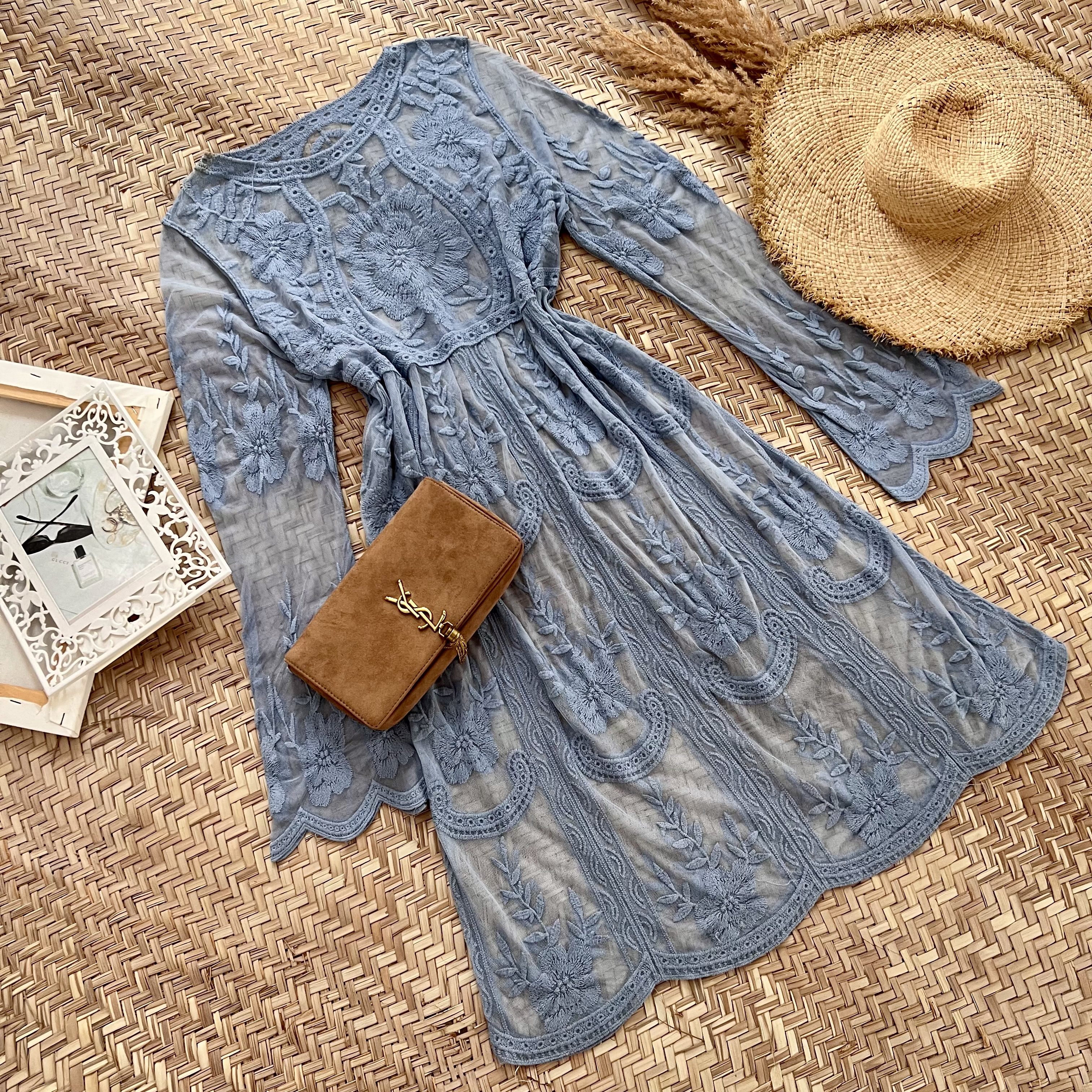 رویه گلدوزی آبی کد2524